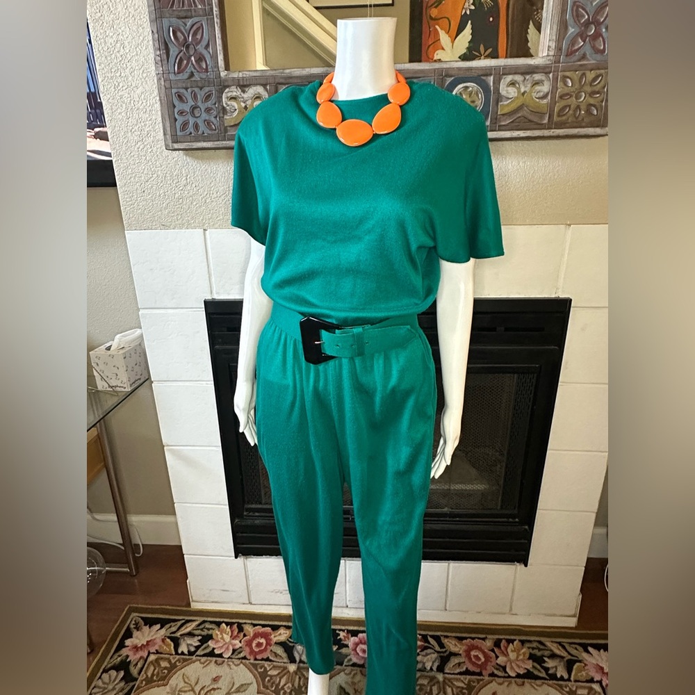 Vintage Green PG Collections by Ginger Bort Jumpsuit Armpit To Armpit 22”